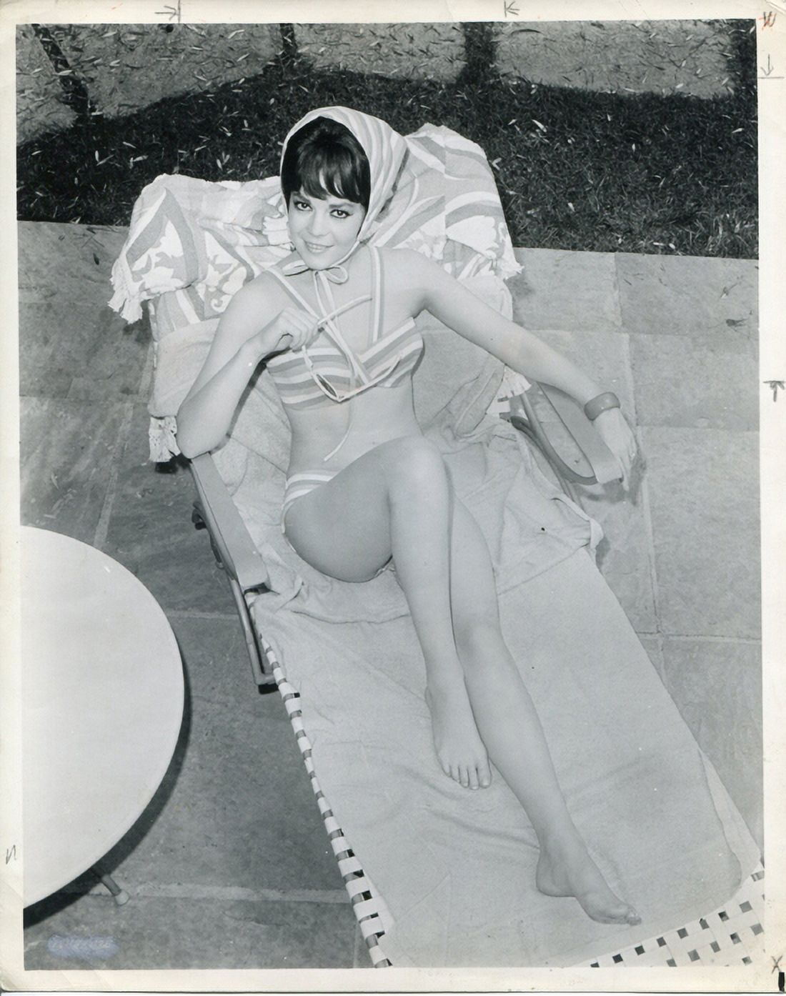 Natalie Wood lounging photo print in vintage Hollywood style.