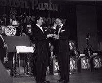 Martin and Lewis performing photo print, comedy duo, vintage art.
