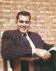 Jeffrey Hunter seated in striped suit photo print, classic Hollywood style.