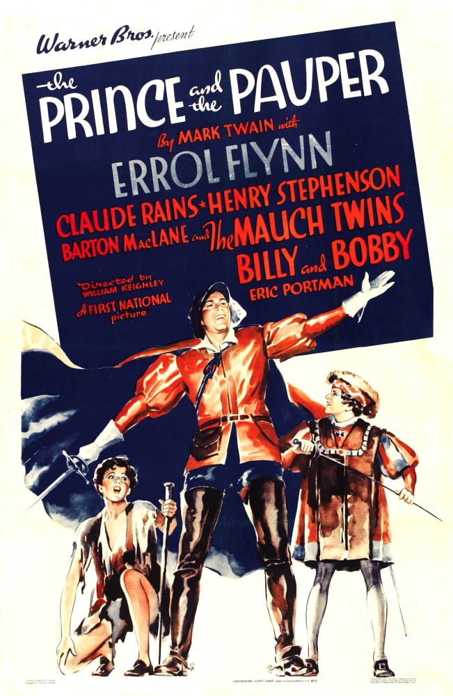The Prince and the Pauper movie masterprint poster featuring Errol Flynn from 1937.