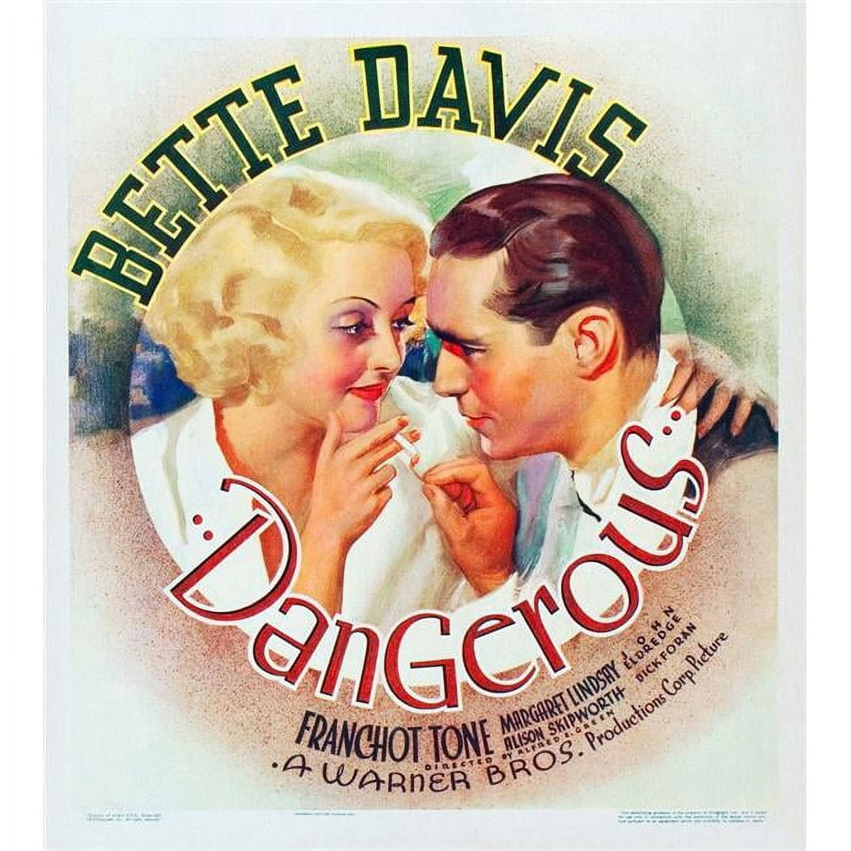Dangerous movie poster featuring Bette Davis and Franchot Tone, 1935 masterprint.