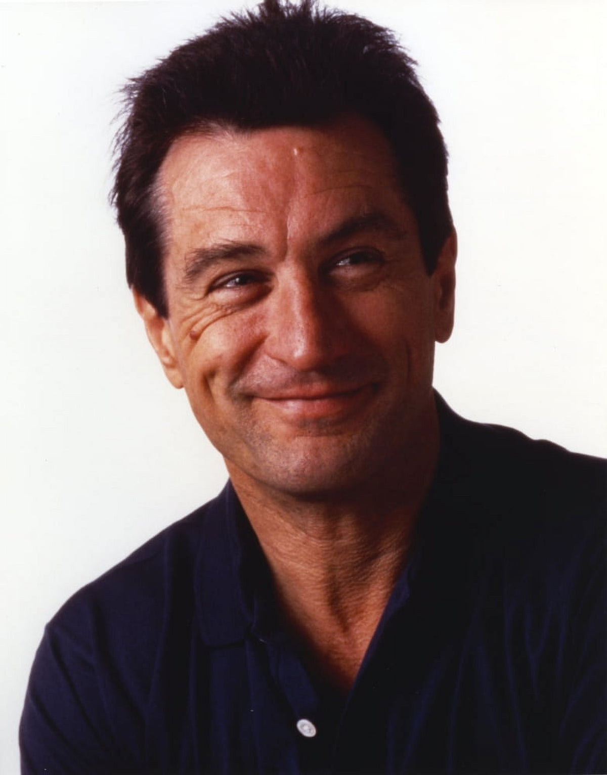 Robert De Niro smiling in a blue shirt photo print