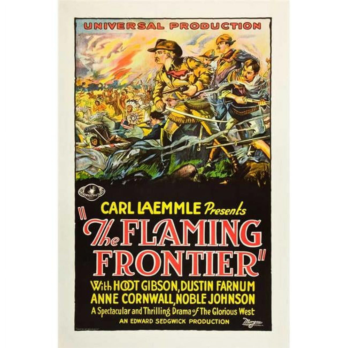 Flaming Frontier Movie Poster Print in vibrant colors, 27x40 inches.