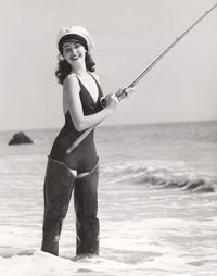 Ava Gardner Fishing Photo Print showcasing vintage Hollywood charm.