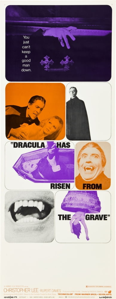 Dracula Has Risen From The Grave movie poster print featuring Christopher Lee and Veronica Carlson.