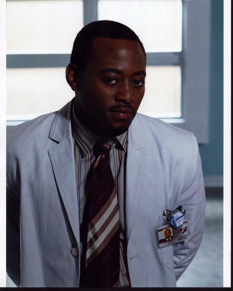 Omar Epps in lab coat on the set of House photo print