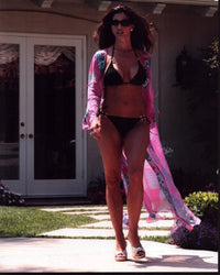 Charisma Carpenter photo print in black bikini with sheer pink cover-up.