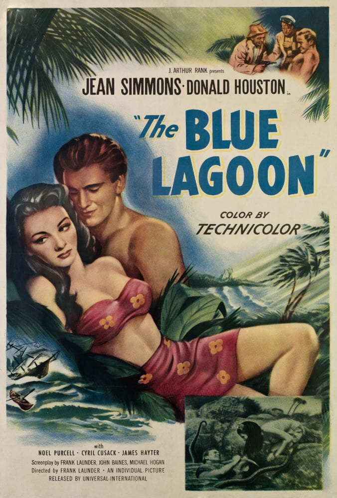 The Blue Lagoon movie masterprint poster featuring Jean Simmons and Donald Houston.