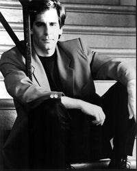 Scott Bakula black and white photo print sitting on stairs