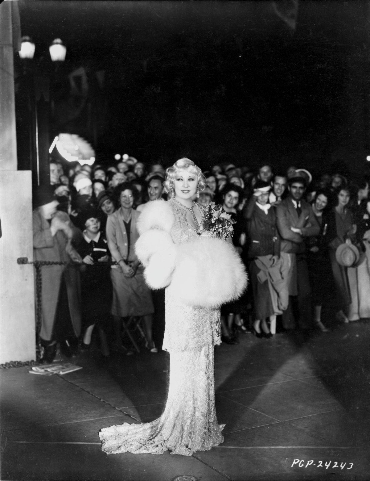 Black and white photo print of Mae West, iconic Hollywood actress.