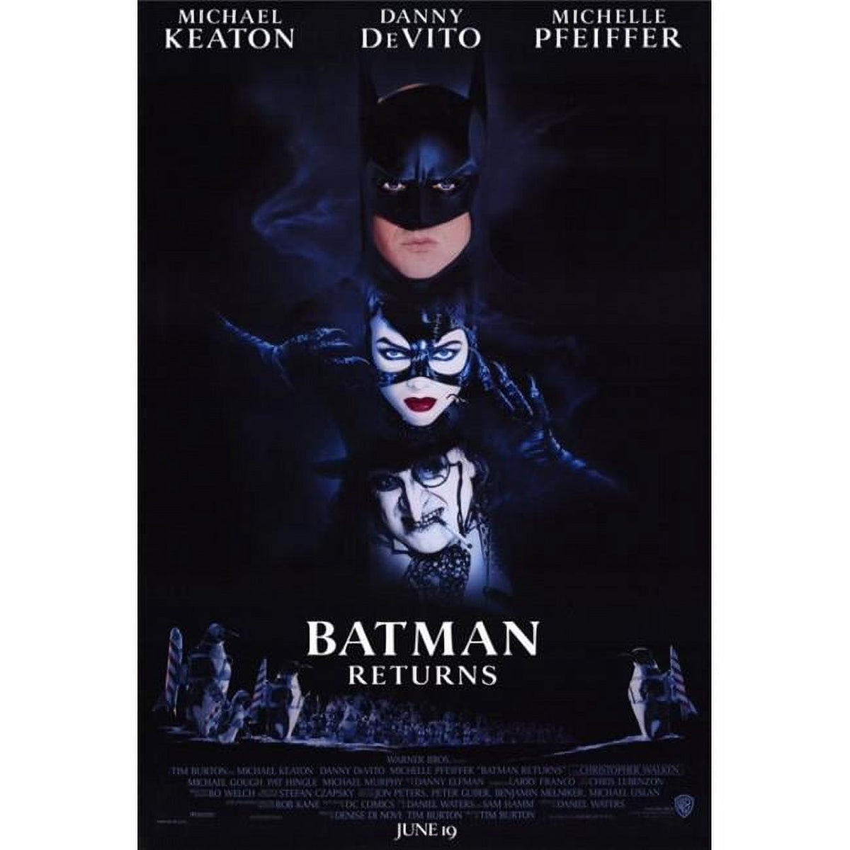 Batman Returns Movie Poster Print showcasing Gotham City