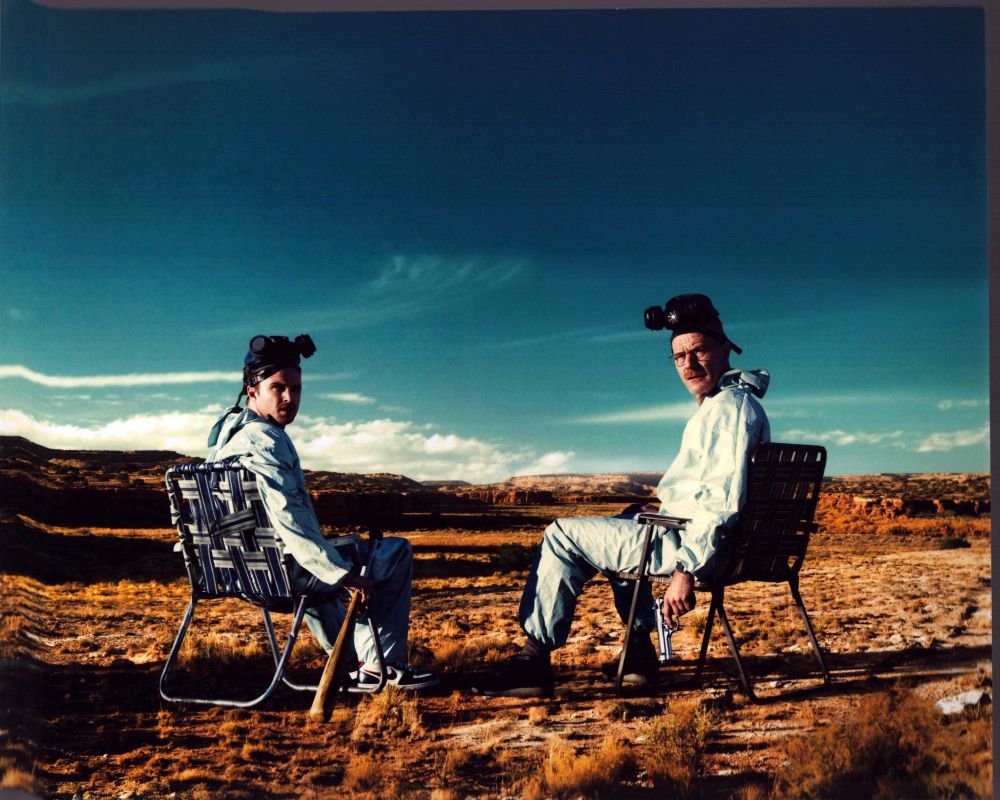 Breaking Bad photo print of Aaron Paul and Bryan Cranston sitting in the desert.