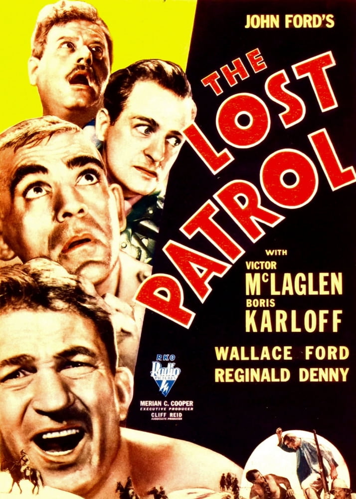 The Lost Patrol Movie Masterprint Poster Print from 1934 featuring Wallace Ford, Reginald Denny, Boris Karloff, and Victor McLaglen.