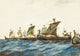 Viking Ships of King Olaf I of Norway poster print, depicting historic maritime art.