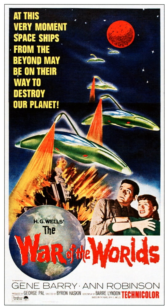 The War of the Worlds Movie Masterprint Poster featuring Gene Barry and Ann Robinson.