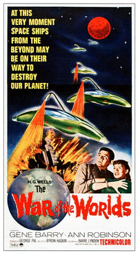 The War of the Worlds Movie Masterprint Poster featuring Gene Barry and Ann Robinson.