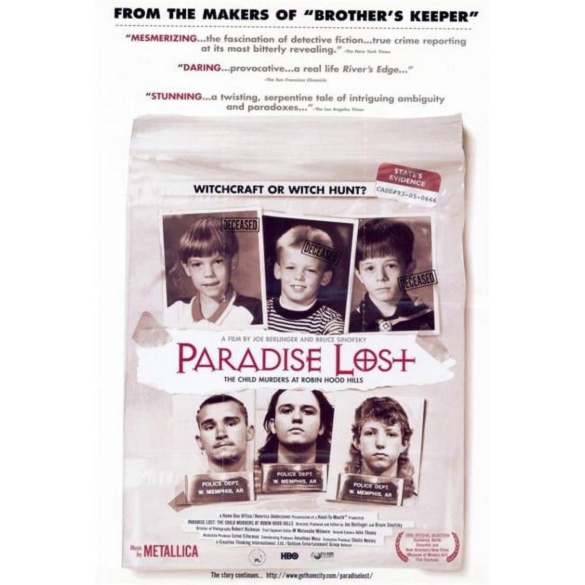 Paradise Lost: The Child Murders at Robin Hood Hills movie poster print 27x40.