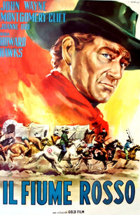 Red River movie poster featuring John Wayne, classic Western film art print.