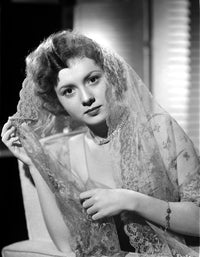 Betty Lynn Sitting and Posed Photo Print on Embroidered Veil