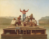 The Jolly Flatboatmen poster print showcasing a vibrant Americana scene.