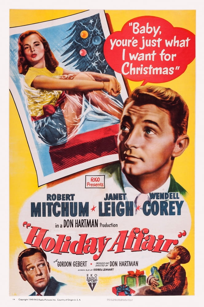 Holiday Affair 1949 movie masterprint poster featuring Janet Leigh and Robert Mitchum.