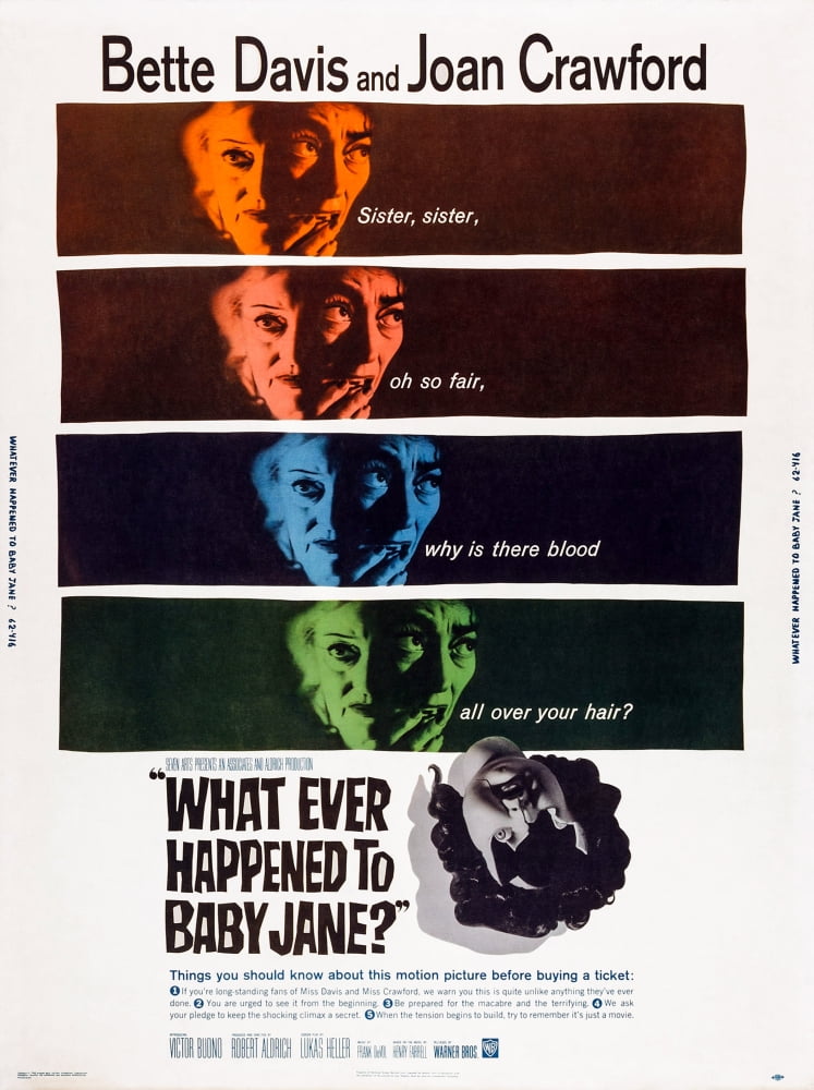 What Ever Happened to Baby Jane? 1962 Movie Poster Art Print featuring Bette Davis and Joan Crawford.