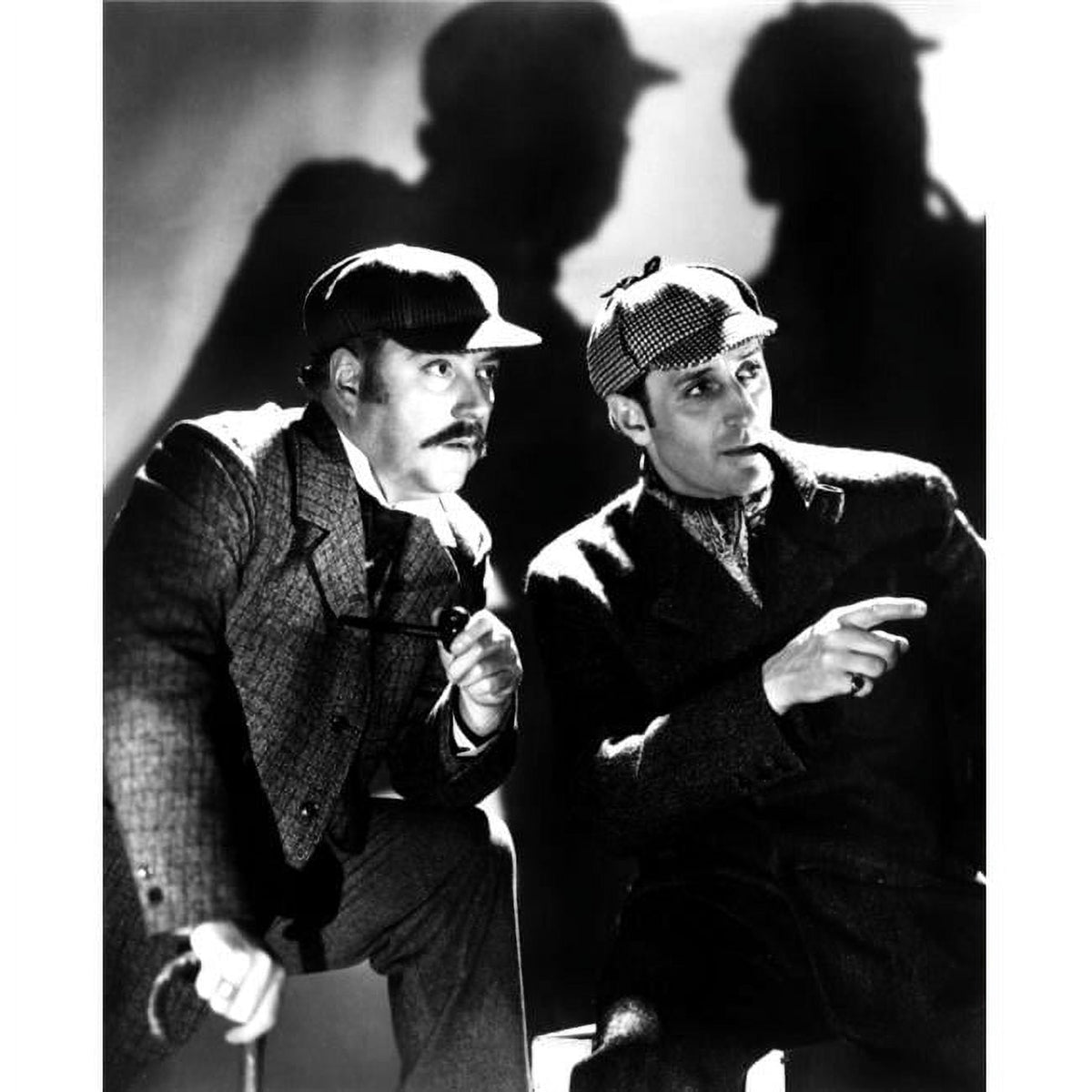 The Adventures of Sherlock Holmes photo print featuring Nigel Bruce as Dr. Watson and Basil Rathbone as Sherlock Holmes