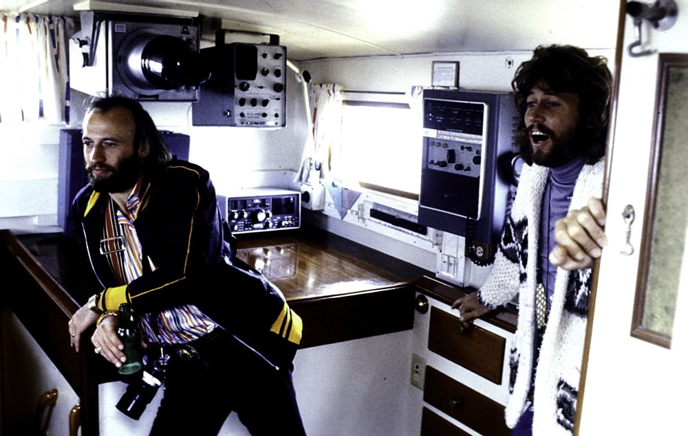 Bee Gees caravan photo print showcasing the iconic trio.