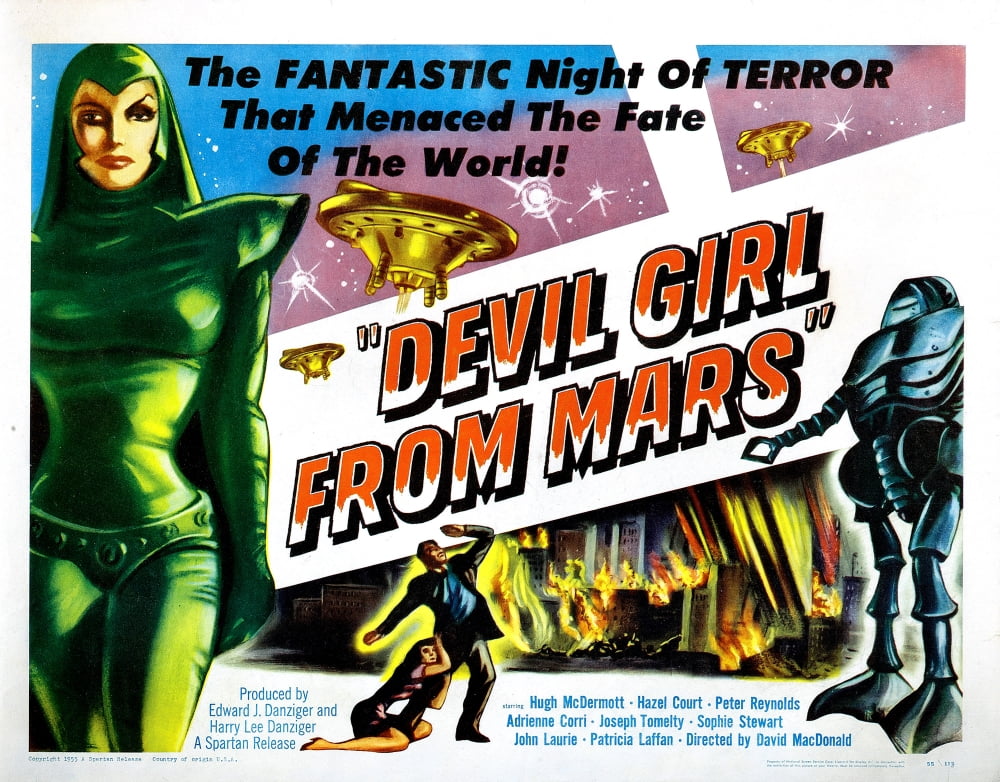 Devil Girl from Mars movie poster print, classic sci-fi art