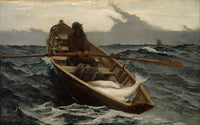 The Fog Warning art print by Winslow Homer, depicting a fisherman in foggy waters.