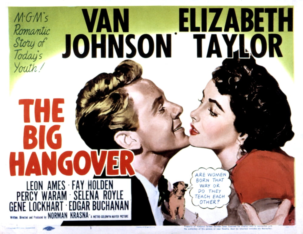 The Big Hangover movie poster print featuring Van Johnson and Elizabeth Taylor, available in multiple sizes.