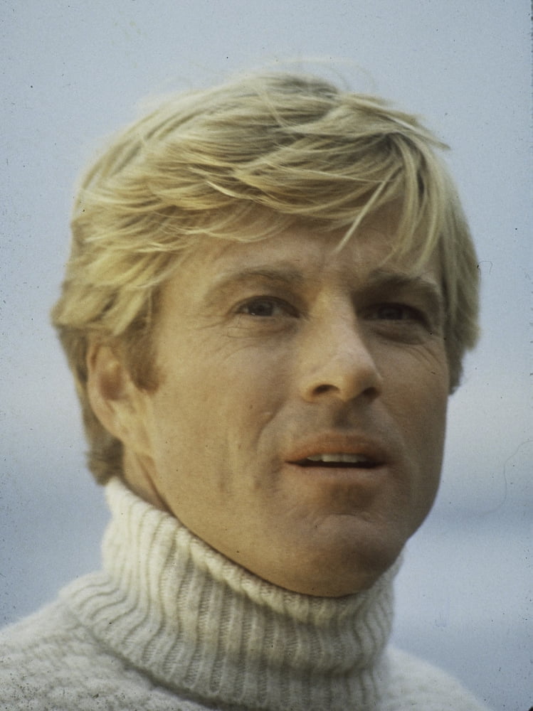 Robert Redford photo print in white turtleneck, classic Hollywood style.
