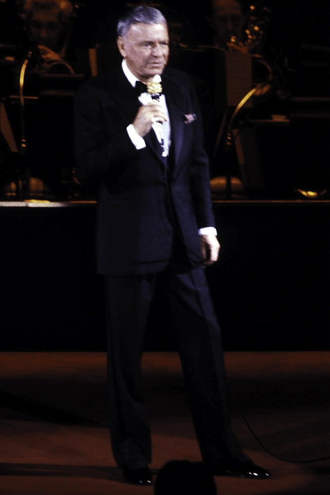 Frank Sinatra performing on stage at Radio City Music Hall photo print.