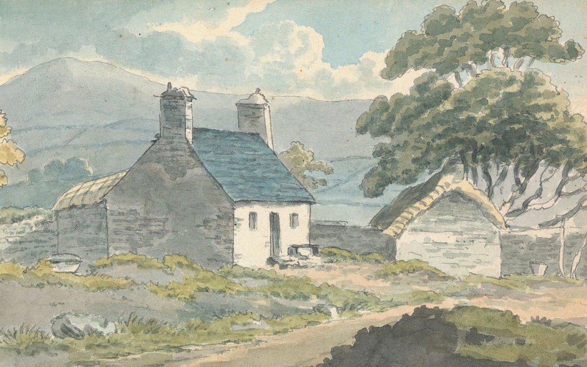 Two Stone Cottages poster print by Thomas Bradshaw, showcasing rustic charm and serene landscapes.