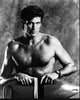 David Hasselhoff Baywatch black and white photo print with lifeguard float.