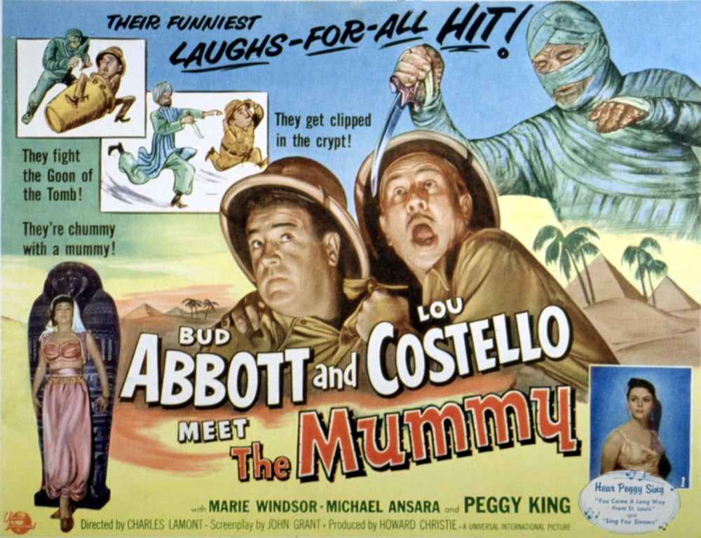 Meet The Mummy movie poster print featuring Bud Abbott and Lou Costello.