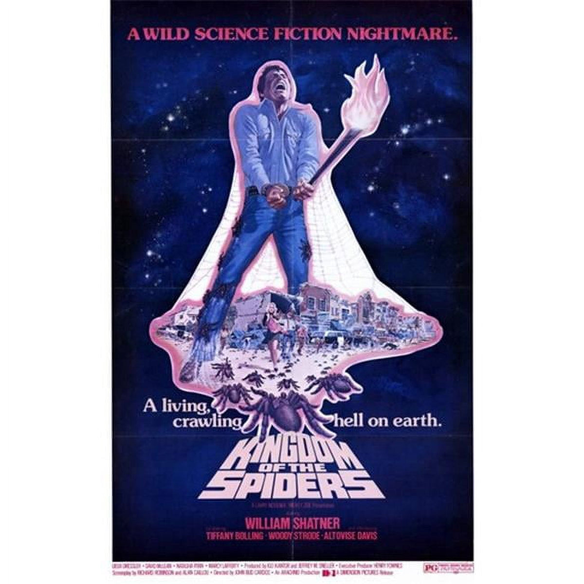 Kingdom of Spiders Movie Poster in 11x17 size featuring classic horror imagery.