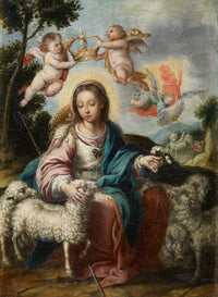 Divine Shepherdess poster print by Alonso Miguel De Tovar, showcasing baroque art.
