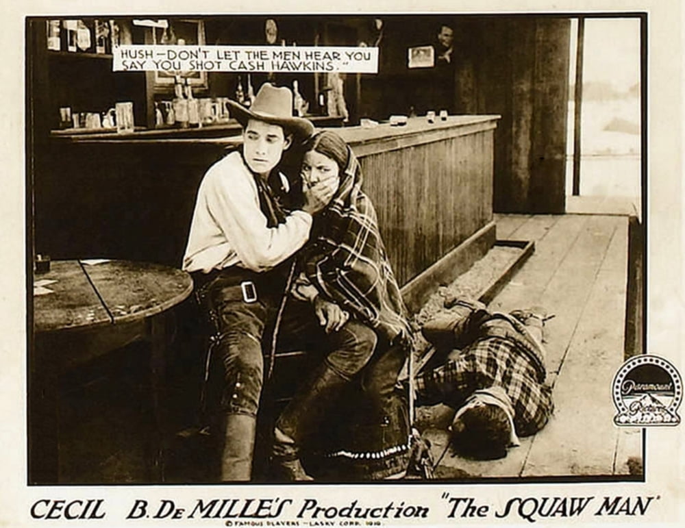 The Squaw Man movie lobby card print featuring Elliott Dexter, Ann Little, and Jack Holt, 1918.