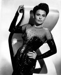 Elegant black and white portrait of Lena Horne in a black gown photo print.