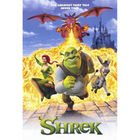 Vibrant Shrek movie poster print 27x40 featuring iconic characters.
