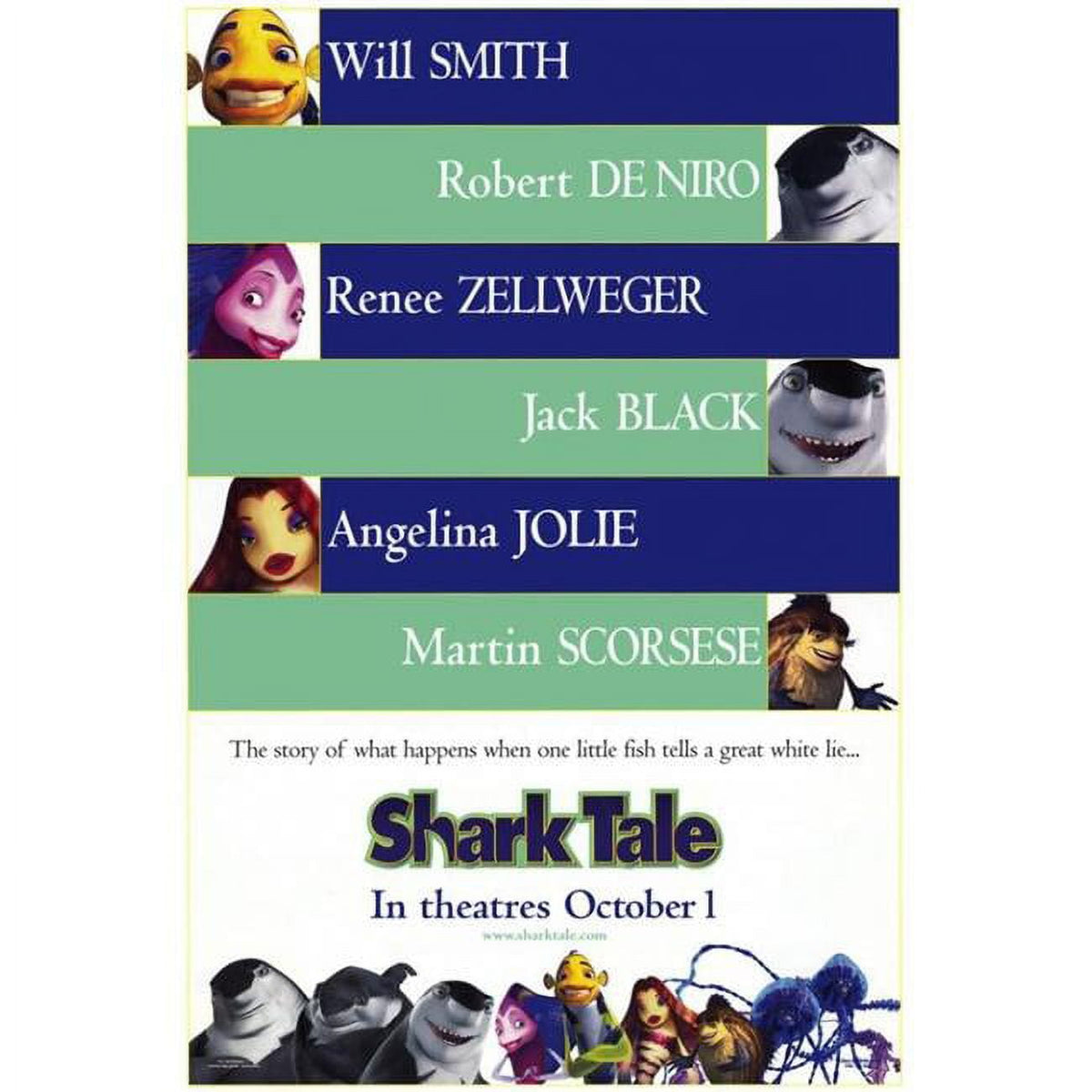 Shark Tale Movie Poster Print featuring colorful animated characters