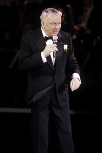 Frank Sinatra performing on stage at Radio City Music Hall photo print.
