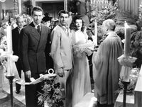 The Philadelphia Story movie poster print featuring James Stewart, Cary Grant, and Katharine Hepburn from the 1940 film.