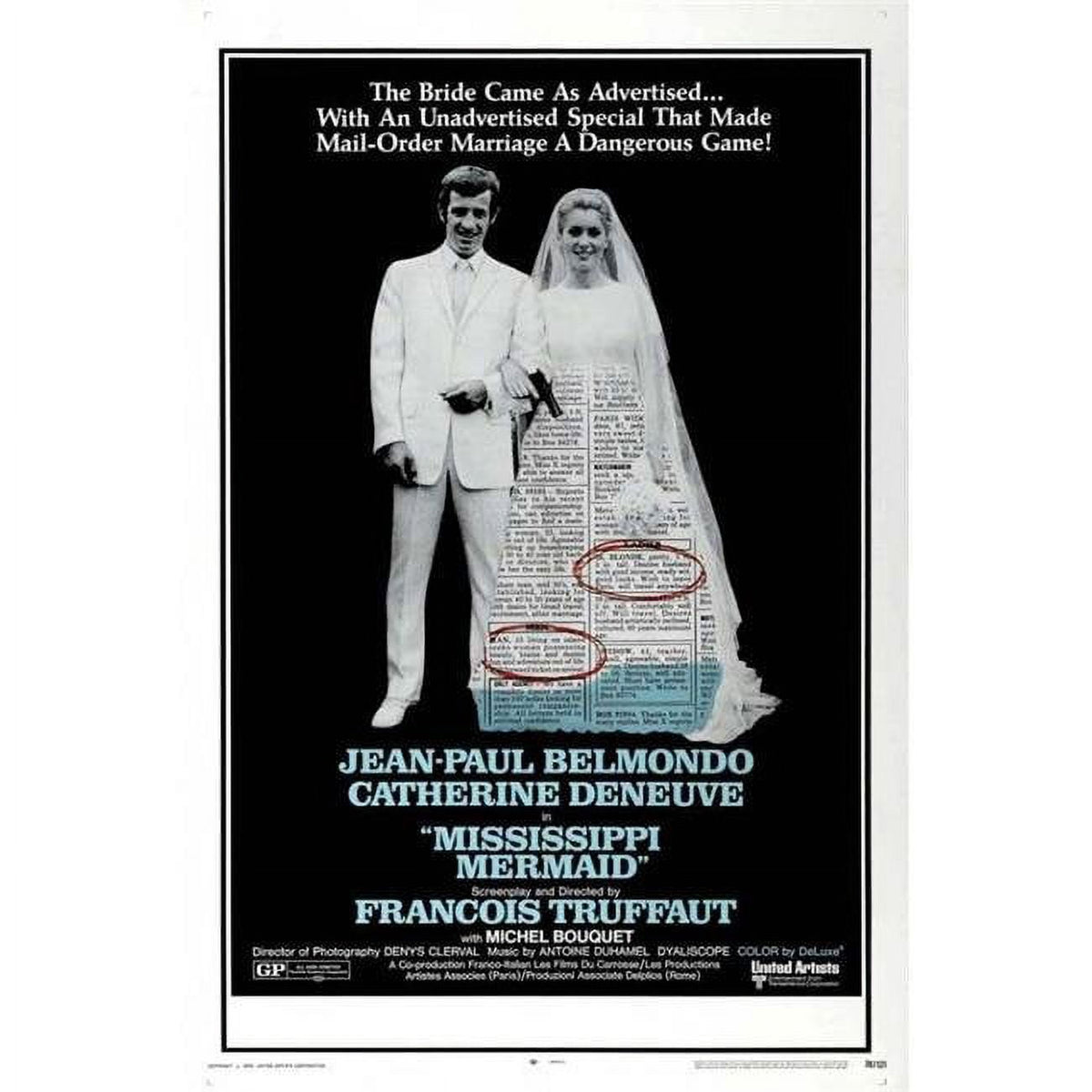 Mississippi Mermaid Movie Poster Print 27x40 showcasing vintage film art.