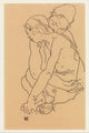 Two Women Embracing Art Print by Egon Schiele in 8x10 size.