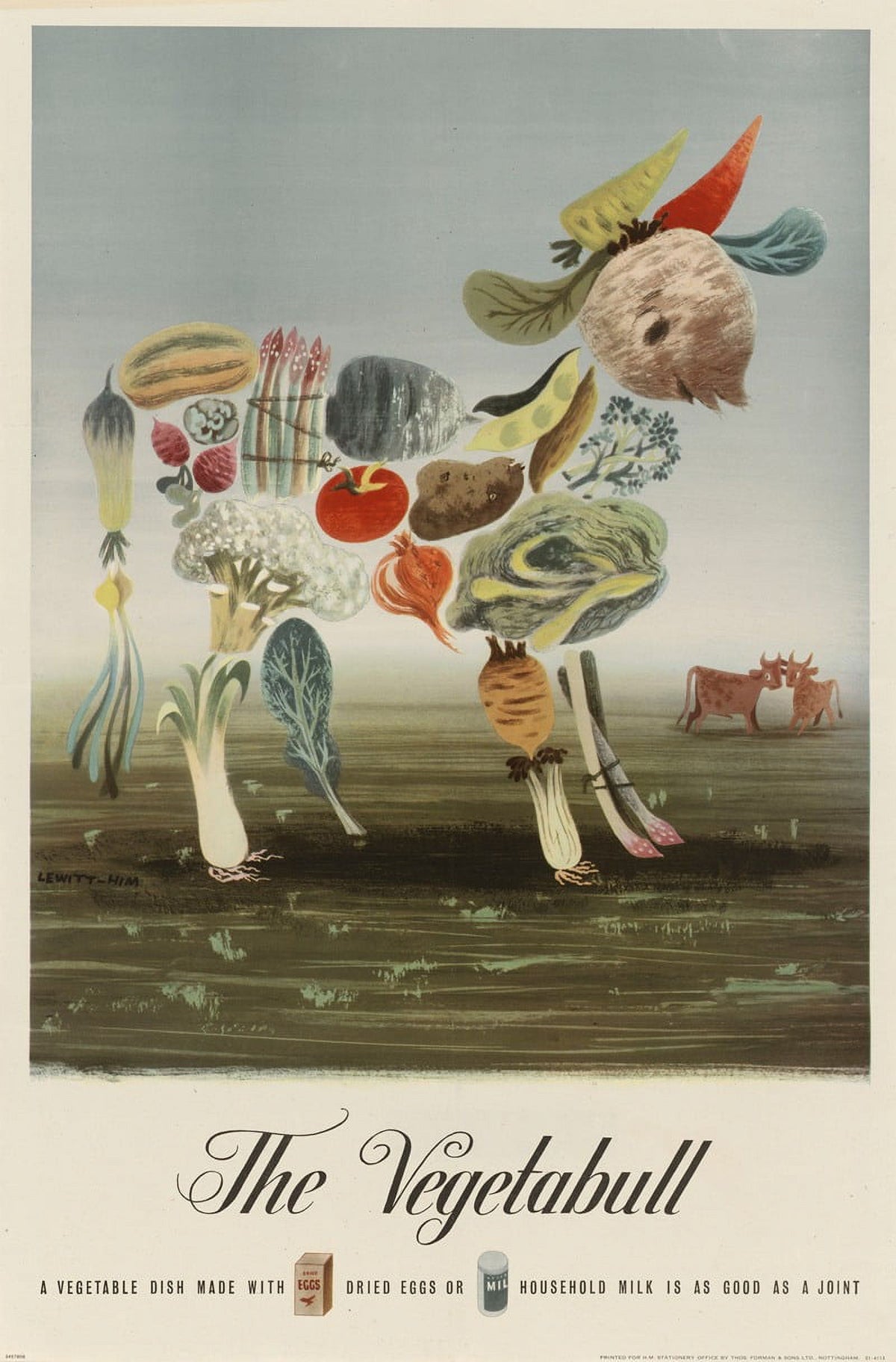 The Vegetabull Art Print by Lewitt-Him showcasing whimsical design.