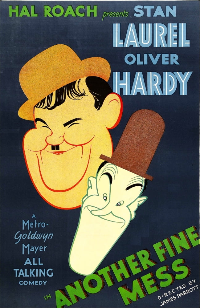 Another Fine Mess movie poster print featuring Stan Laurel and Oliver Hardy.