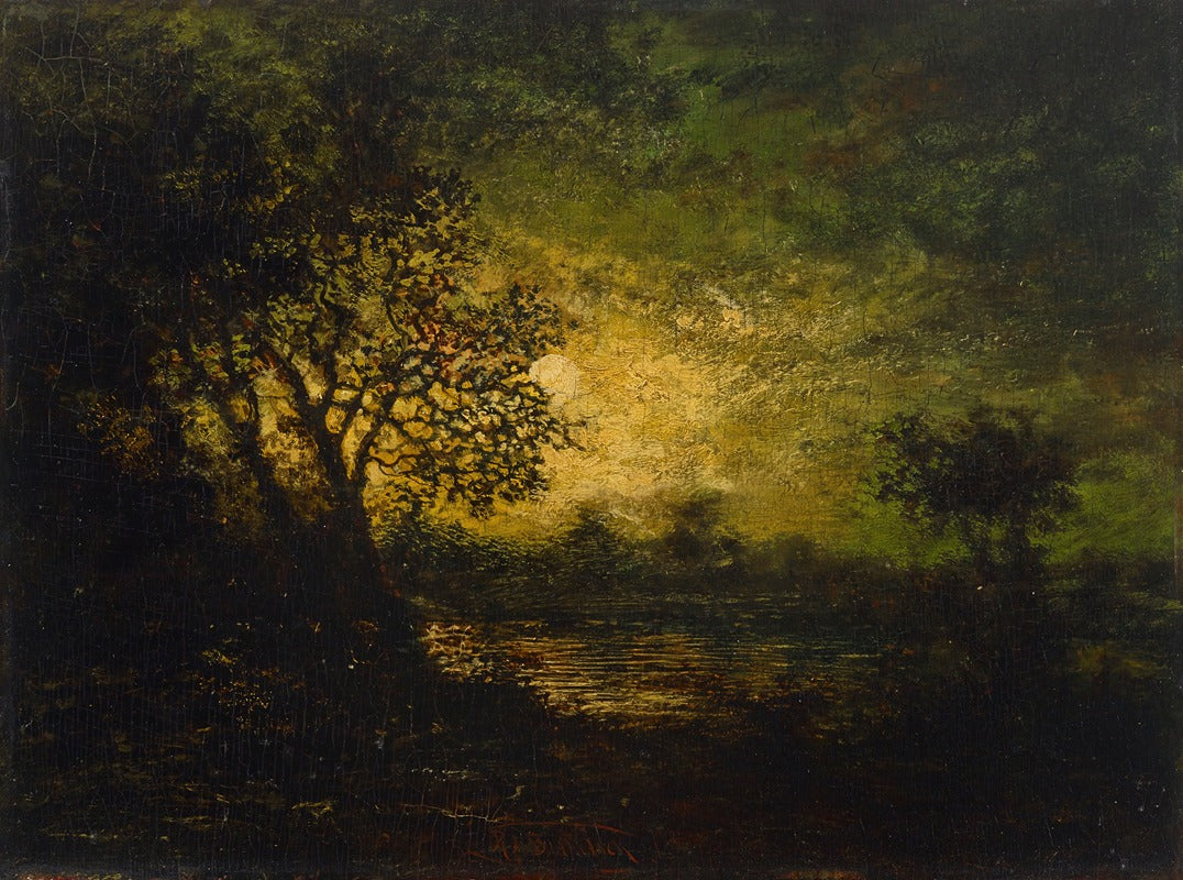 Moonlight poster print by Ralph Albert Blakelock, showcasing serene landscapes.