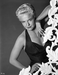 Peggy Lee portrait photo print in black dress, elegant vintage art.